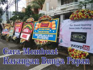 cara membuat karangan bunga papan